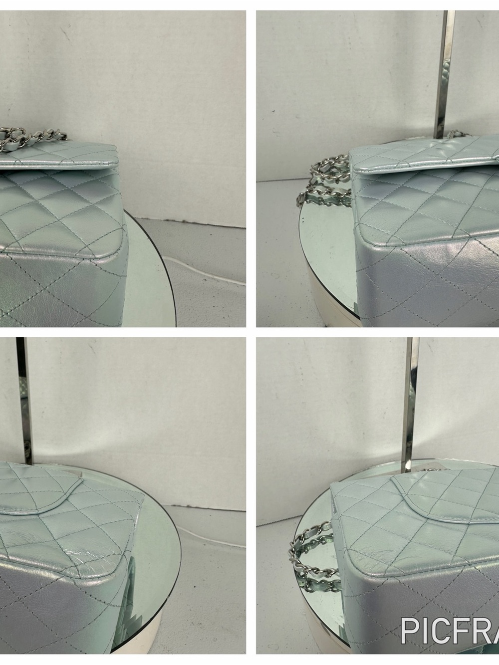 ❌SOLD IN BUNDLE❌Iridescent Light Blue Classic Double Flap Medium Silver Hardware - Picture 8 of 14